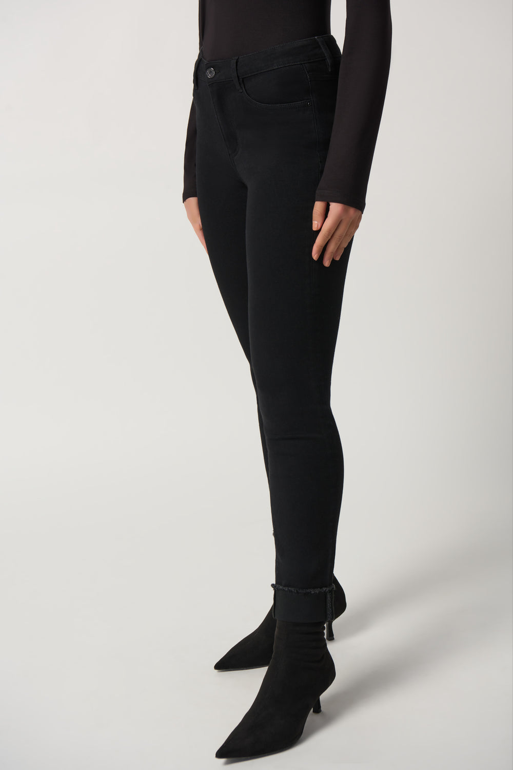 Joseph Ribkoff Fall 2023 women's slim fit black denim jeans - front