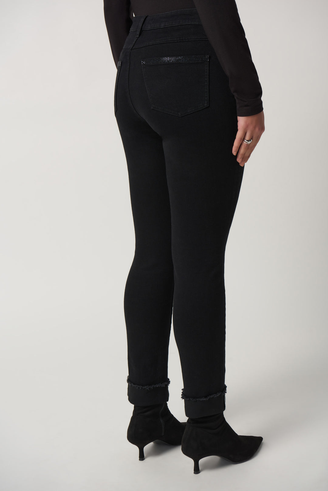 Joseph Ribkoff Fall 2023 women's slim fit black denim jeans - back