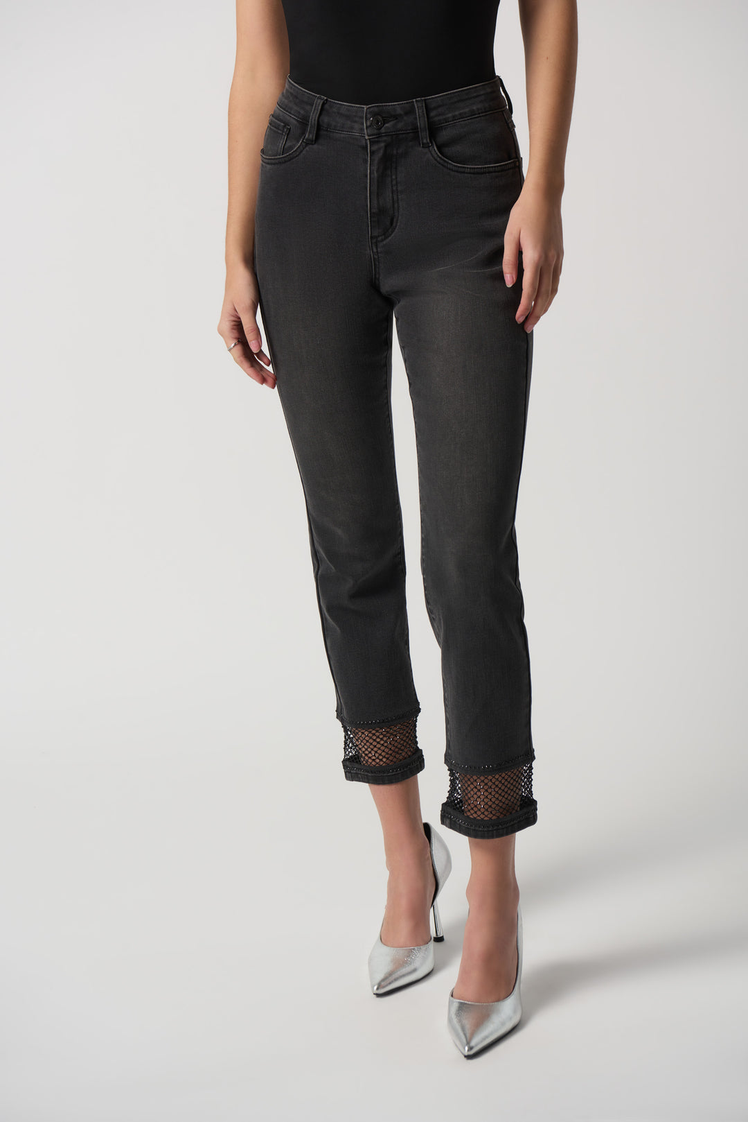 Joseph Ribkoff Fall 2023 women's casual slim cropped denim grey jeans - front