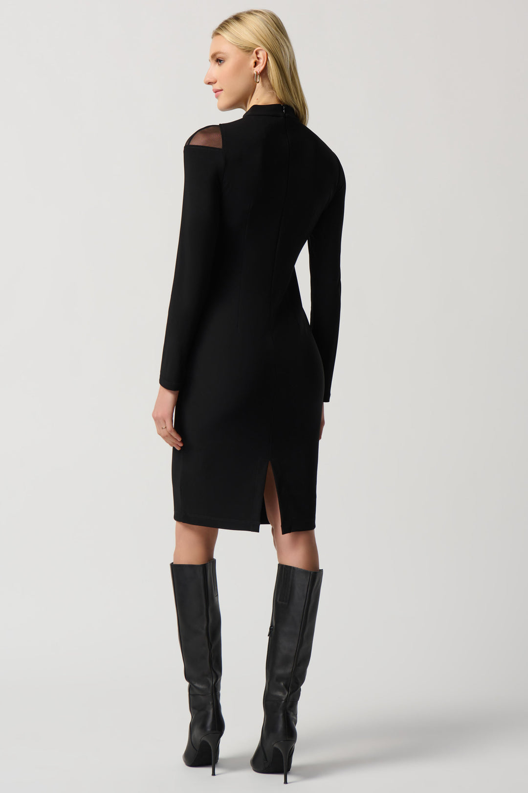 MOCK NECK DRESS WITH MESH