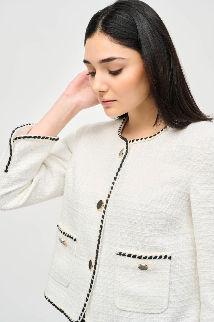 BOUCLE JACKET WITH CONTRAST TRIM