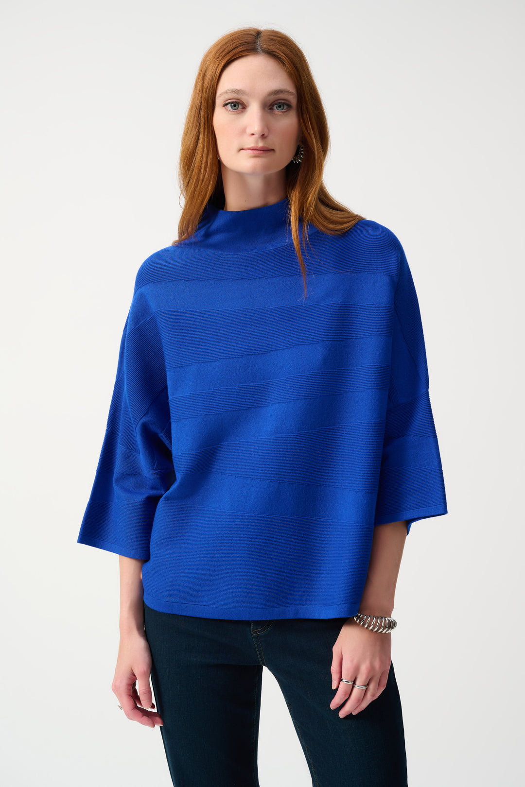 TEXTURED KNIT MOCK NECK TOP