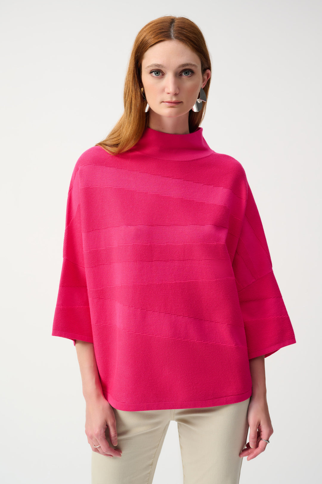 TEXTURED KNIT MOCK NECK TOP