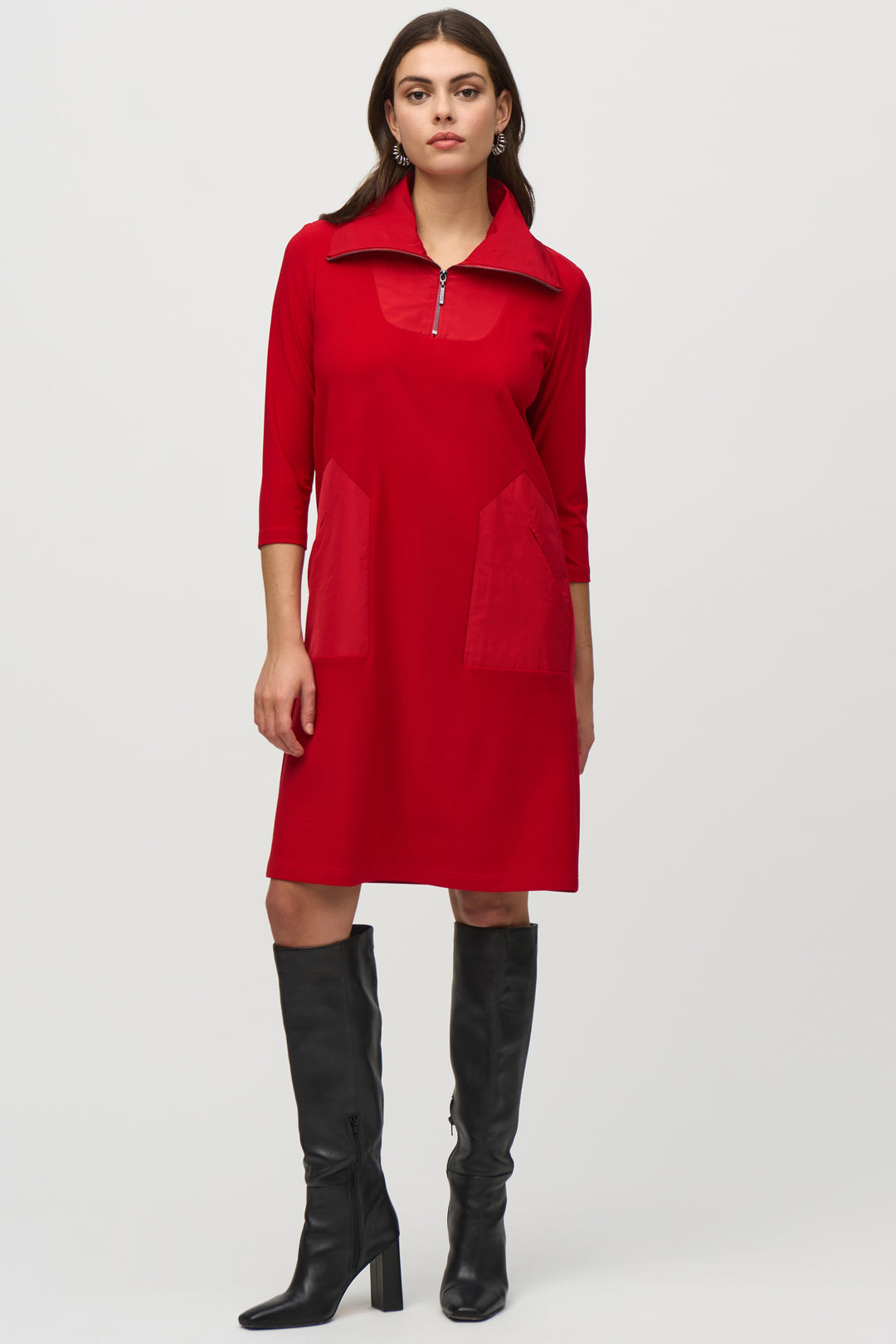 Joseph Ribkoff Fall 2024  The large memory pockets on the side provide both convenience and functionality, making it the perfect dress for just about occasion this season.