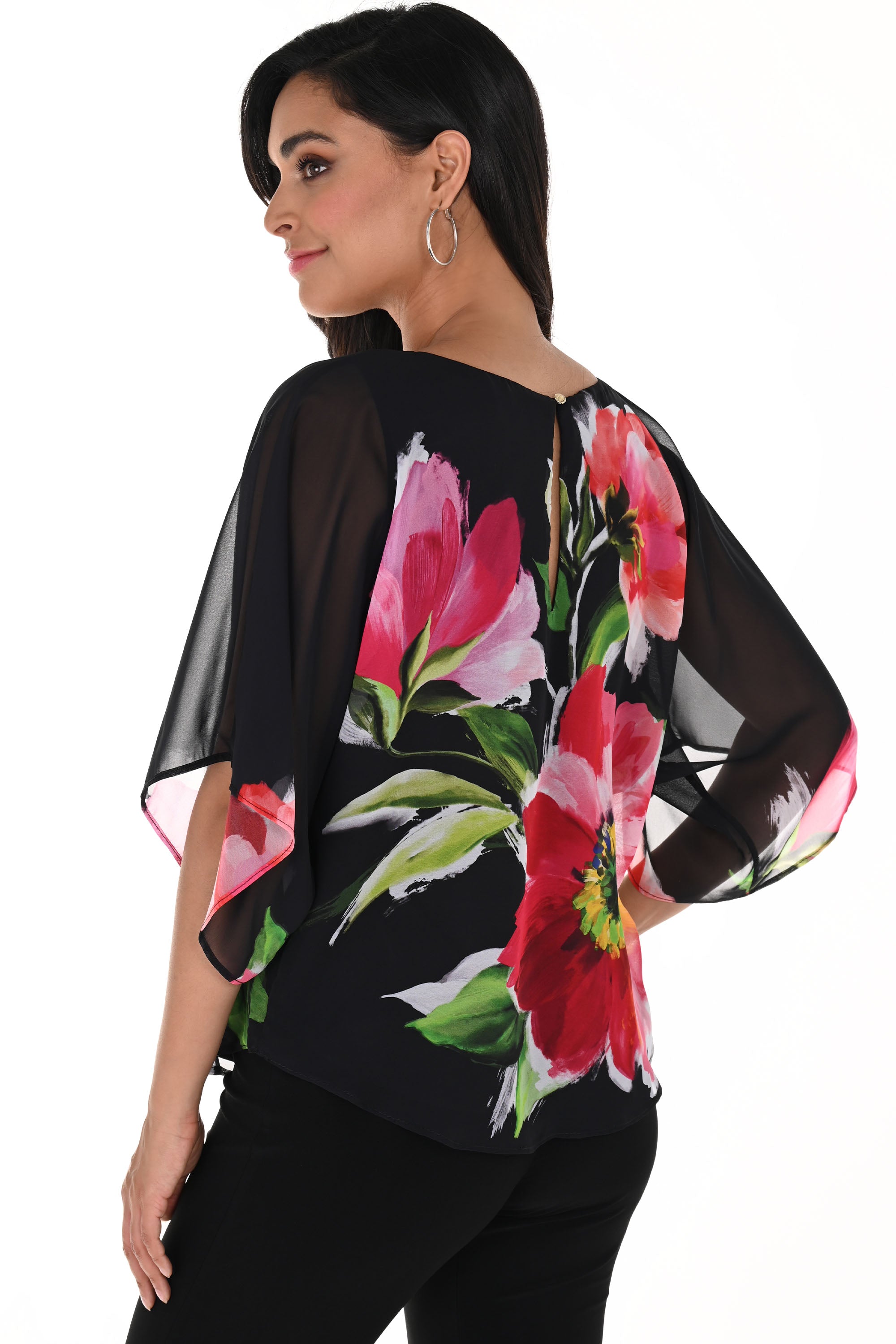 floral chiffon tops