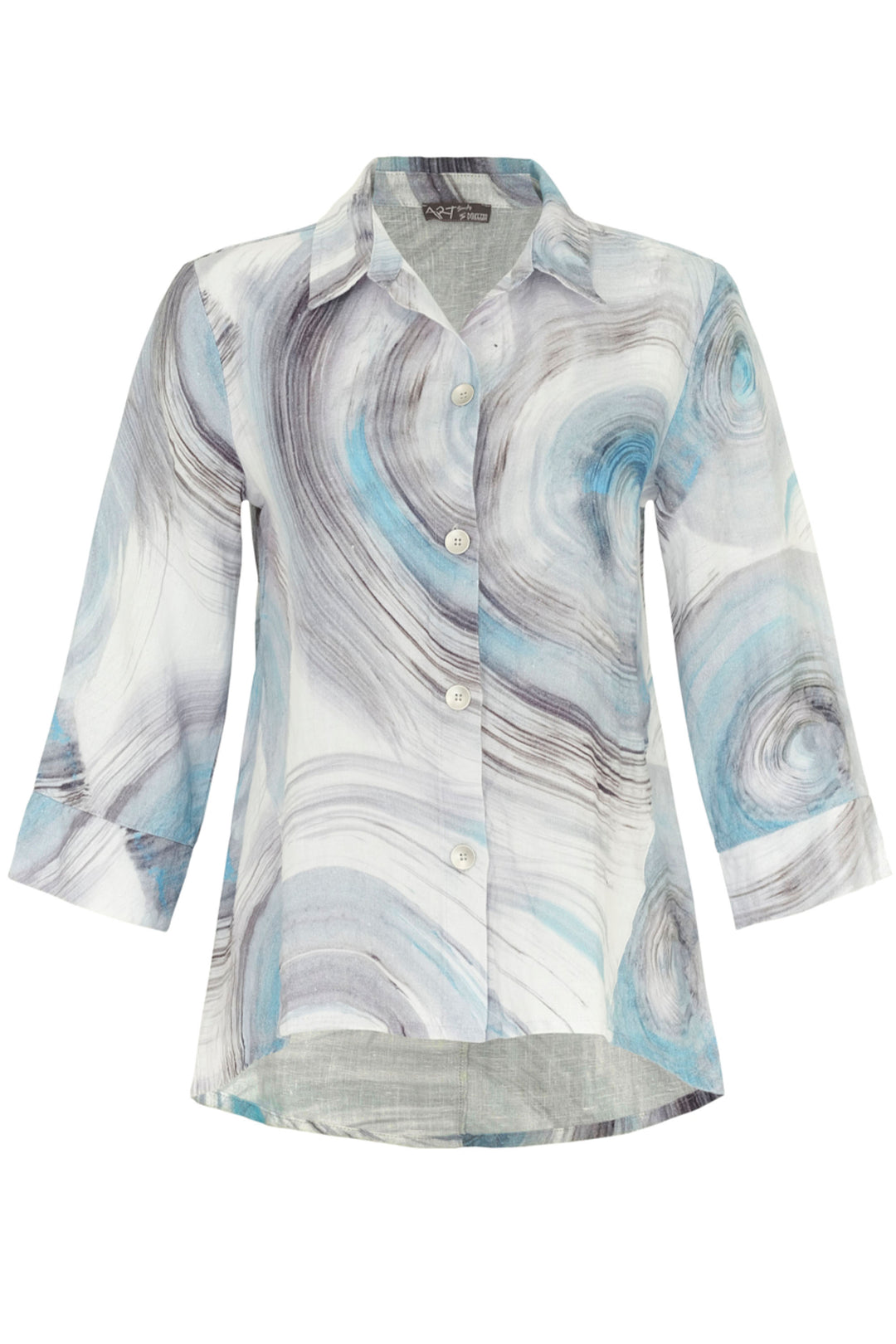 Dolcezza Spring 2024 With 3/4 dolman sleeves and a neat ripple effect design, this blouse-style top is perfect for both casual and elegant occasions. 