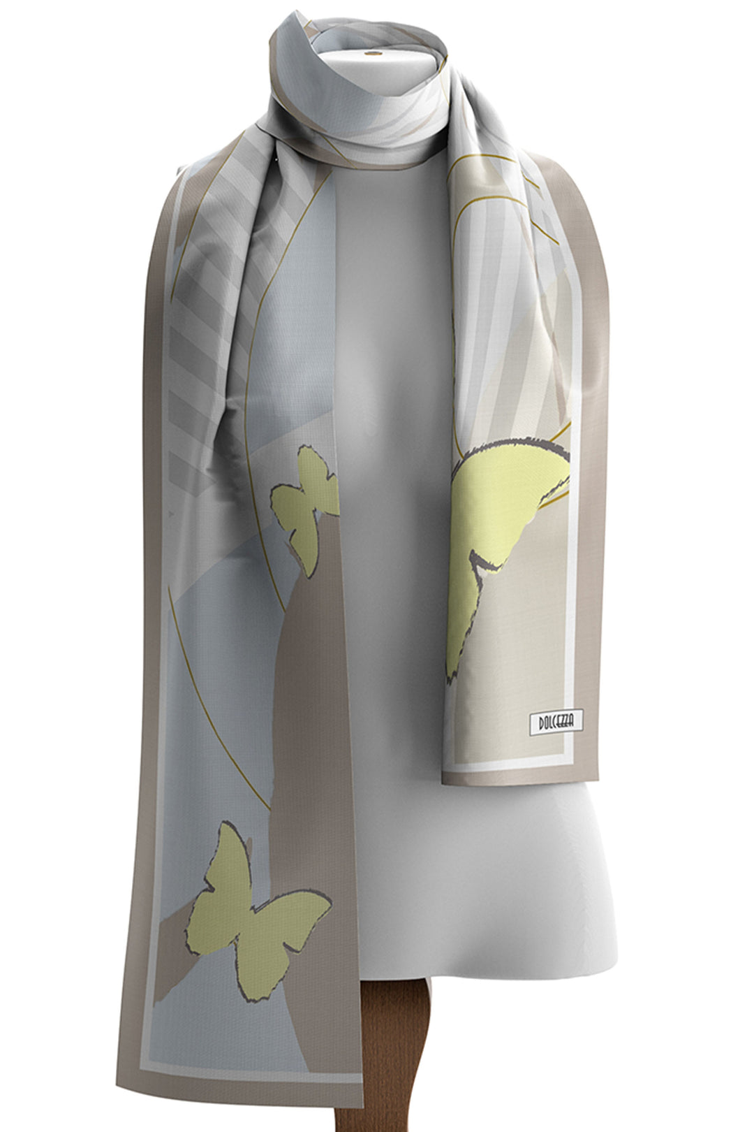 Dolcezza Spring 2024 This light and lovely woven scarf features a neat butterfly print that pairs perfectly with all your summer Dolcezza favourites! 