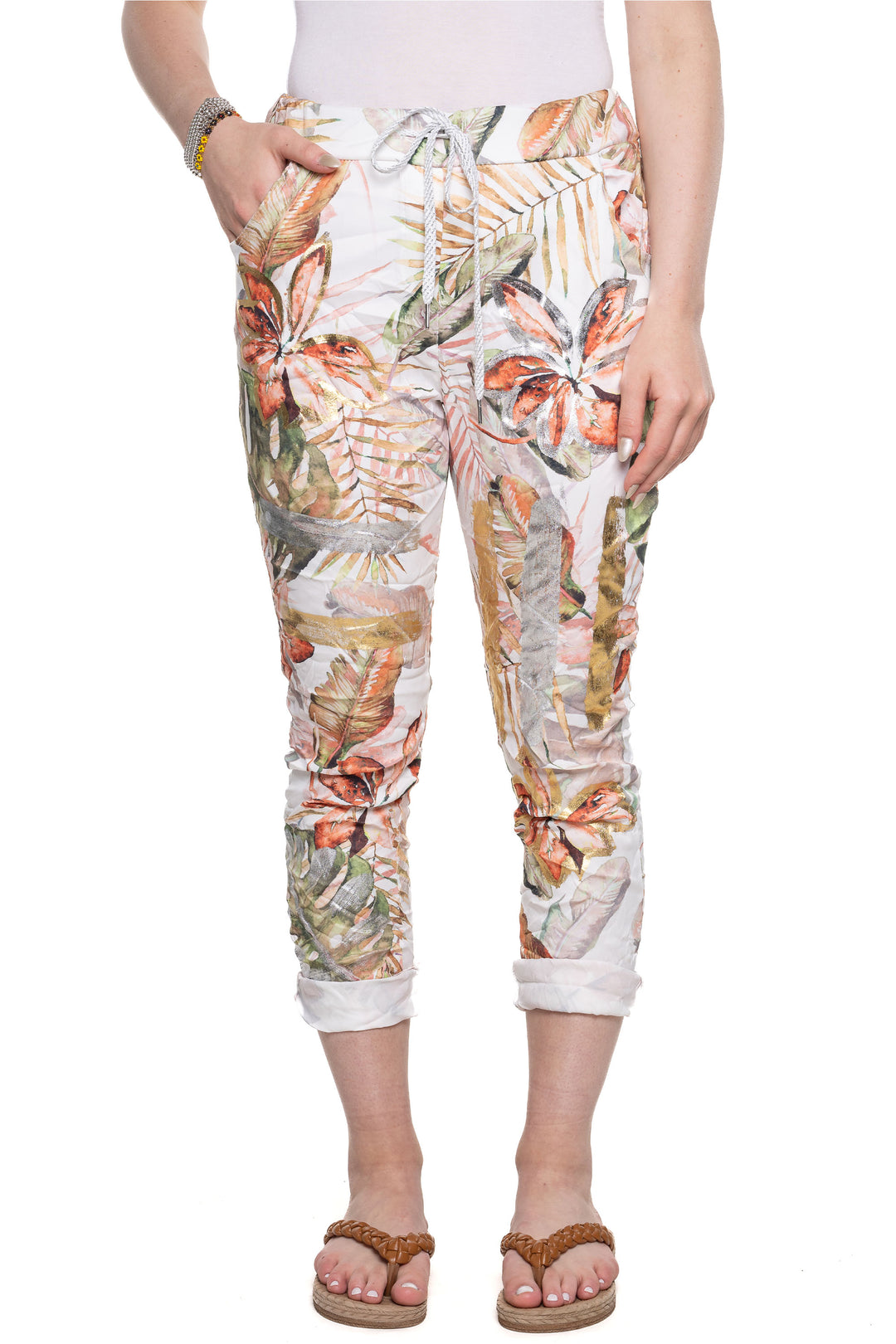 Etern Elle Summer 2024  Made with a blend of viscose, nylon, and elastane, these joggers feature a drawstring waist, cuffed hems and side and back pockets. 