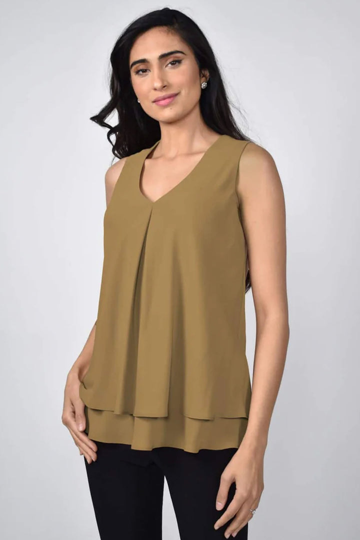 Frank Lyman women's business casual layered camisole with sleeveless style - caramel