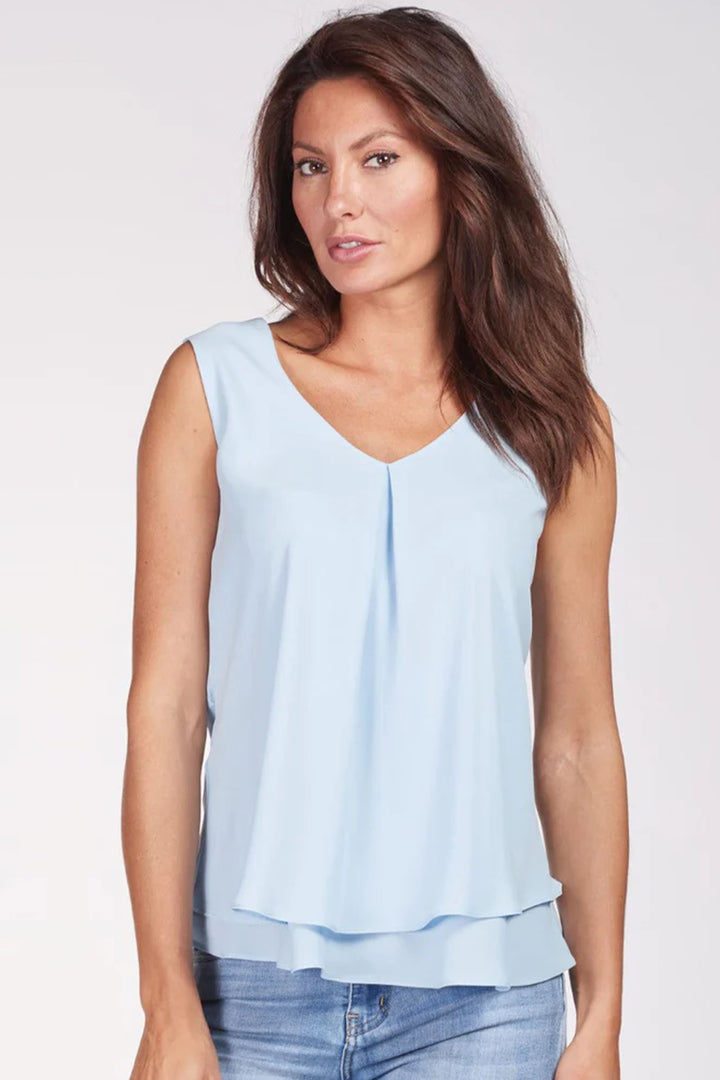 Frank Lyman women's business casual layered camisole with sleeveless style - powder blue