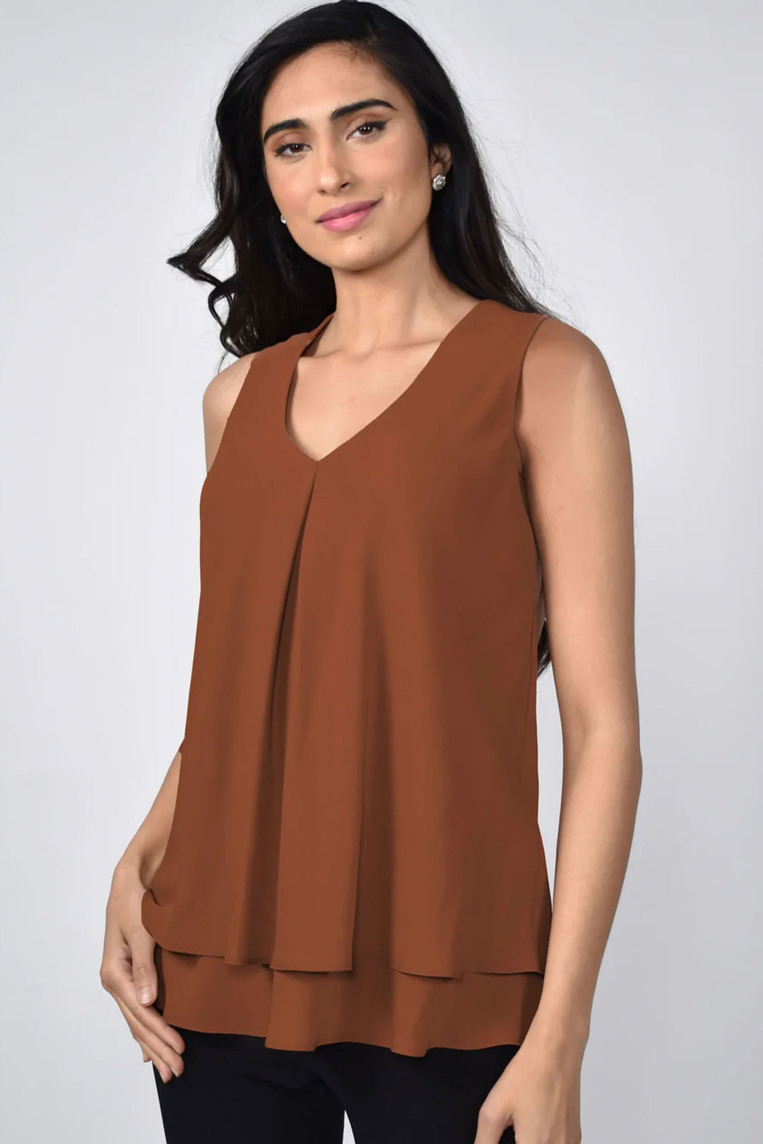 Frank Lyman women's business casual layered camisole with sleeveless style - whiskey