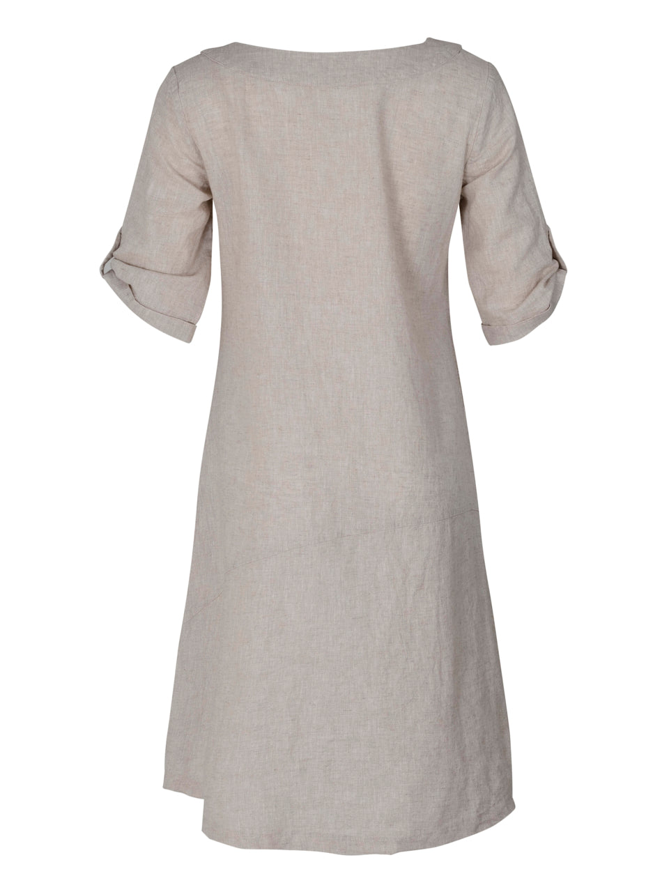 EverSassy Spring 2023 women's casual linen shift t-shirt dress with pocket - natural back