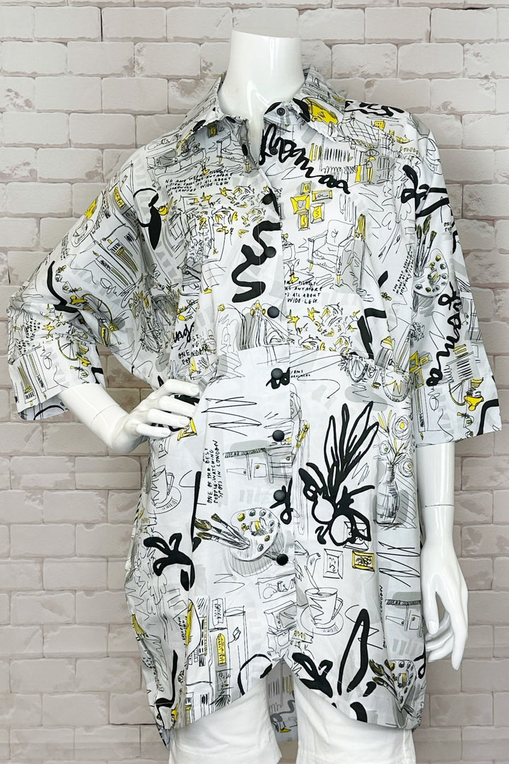Ever Sassy Spring 2024 With 3/4 length dolman sleeves, a longer back hemline and lined cuffs, this light and loose shirt is perfect for any summer occasion.
