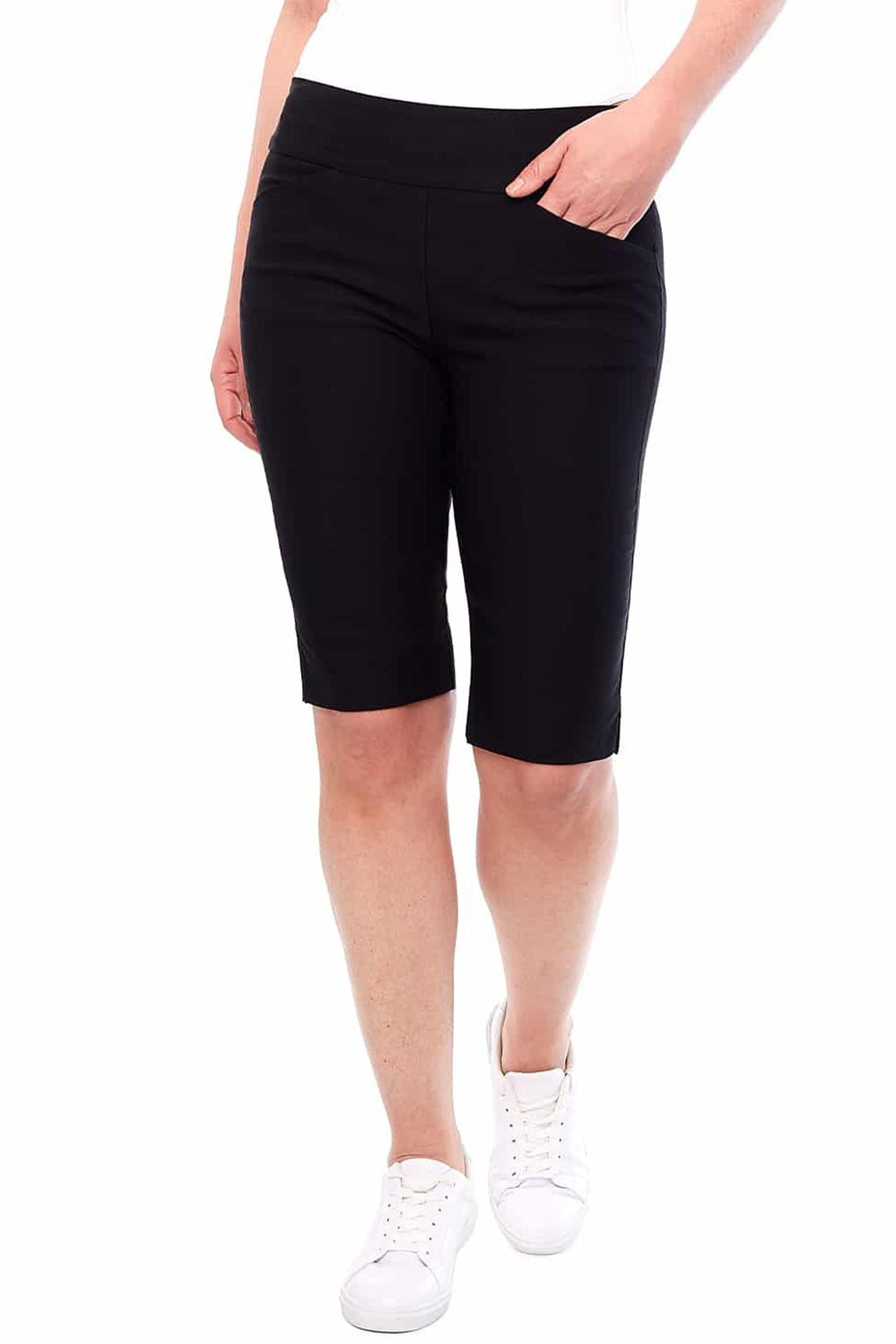 Up! Spring 2024 With a sophisticated to the knees length, convenient front pockets and chic side slits at the hem, these shorts are a must-have. 