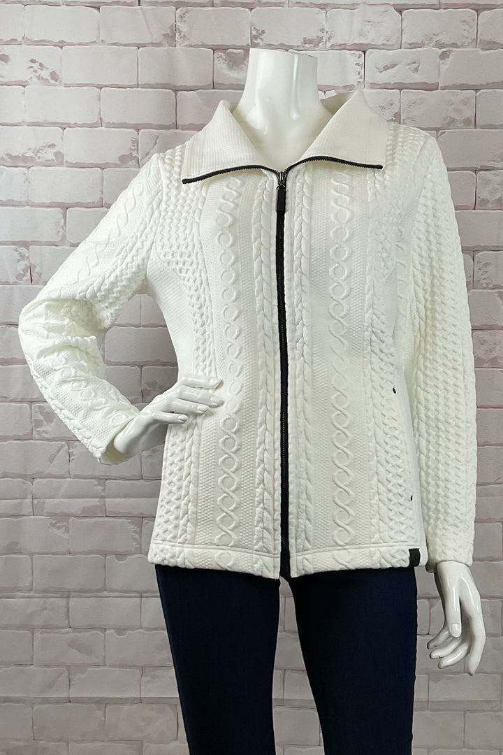 EMBOSSED CABLE ZIP JACKET