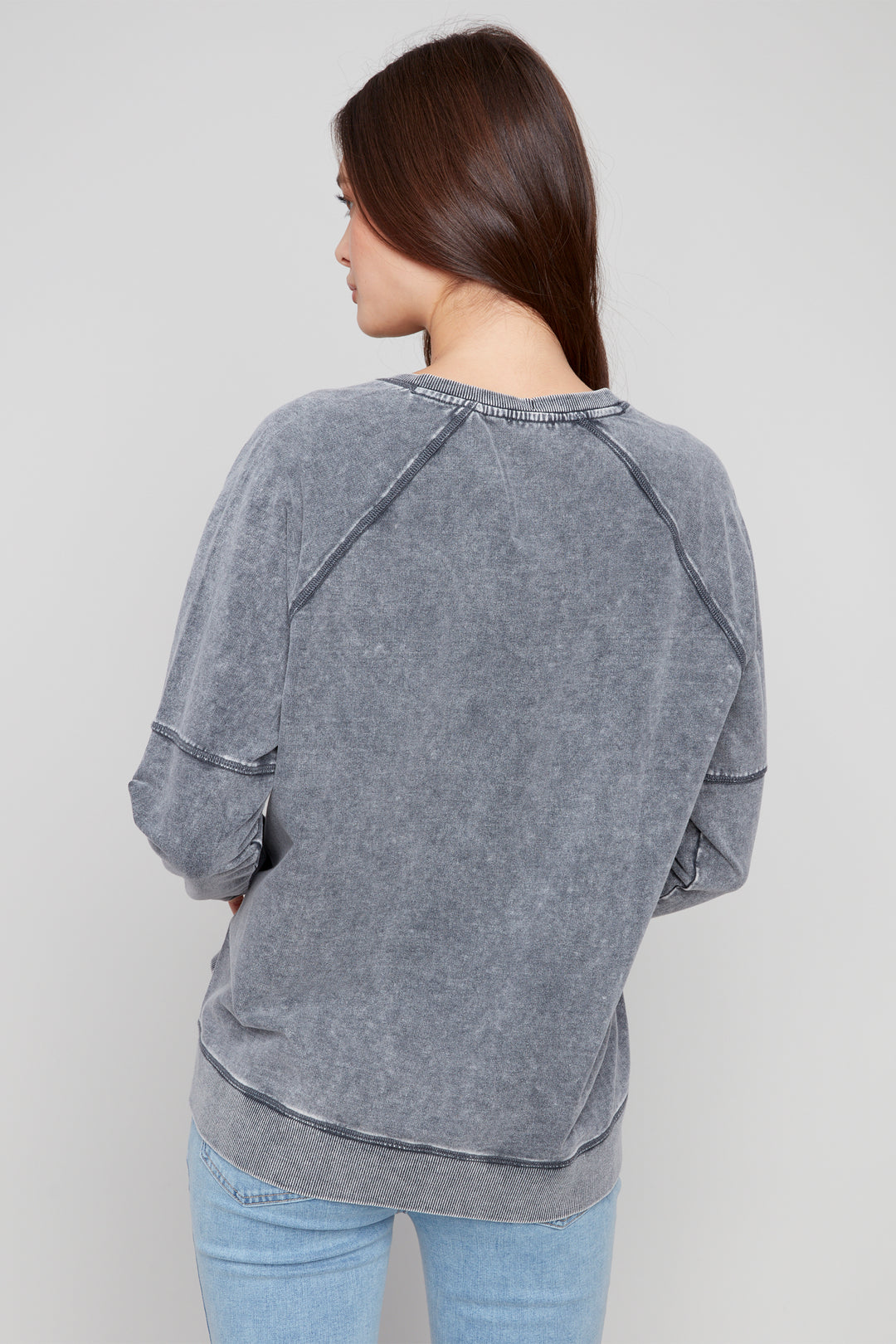 COLD DYE FRENCH TERRY V-NECK TOP