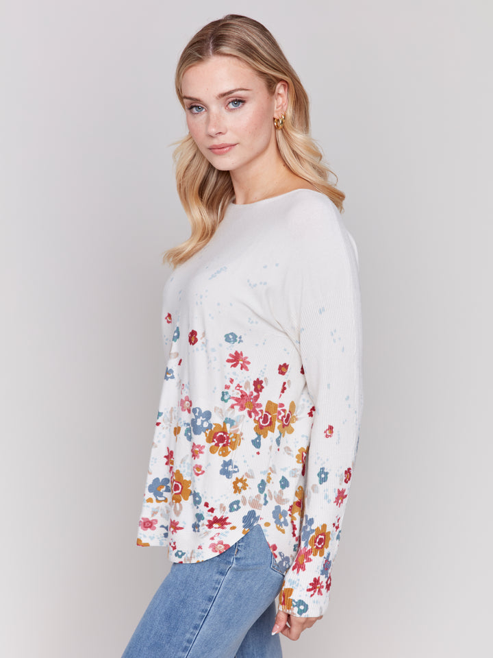 BORDER PRINT LS TOP