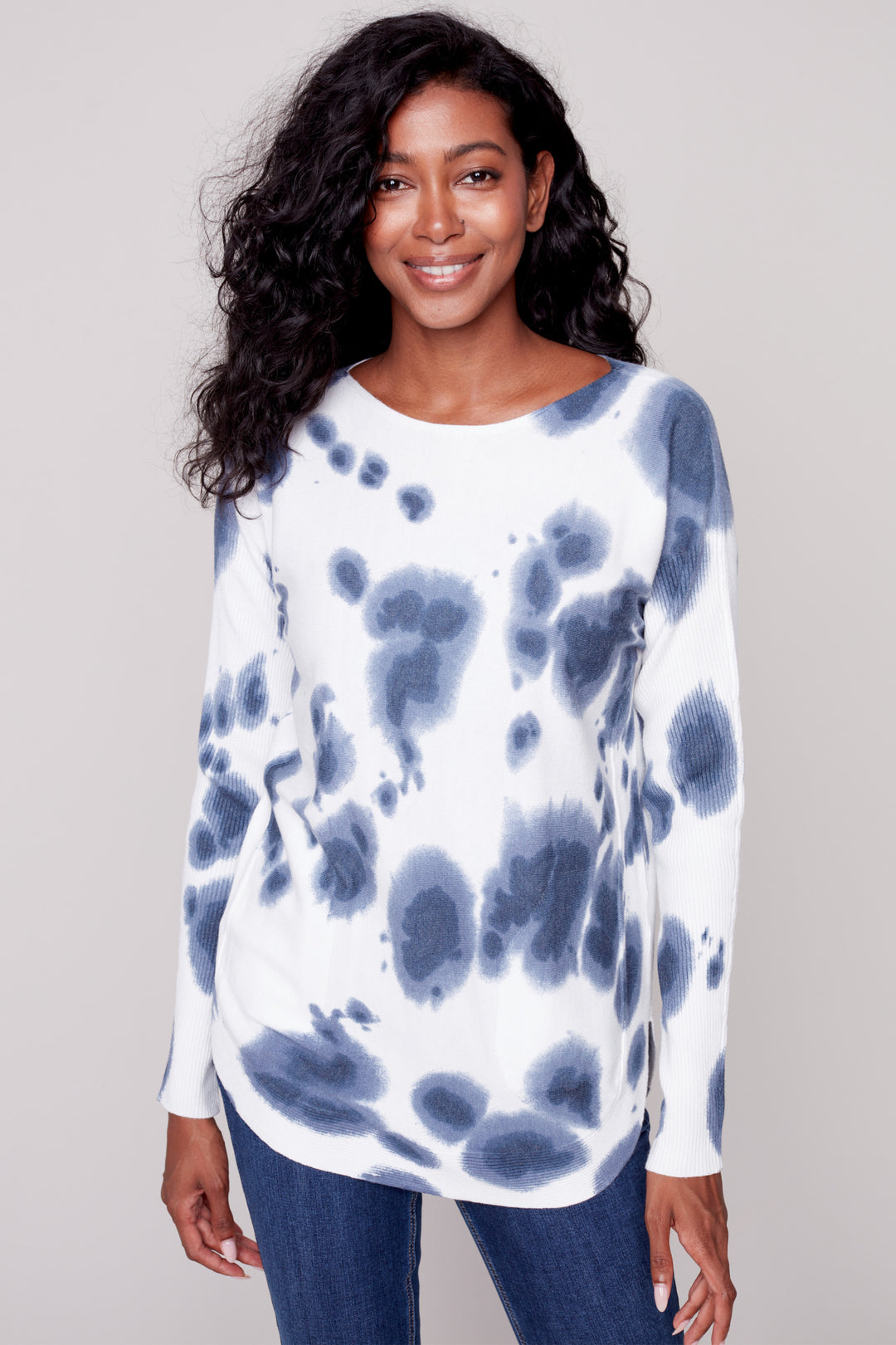 Feel spotted and special in this Tiedye Spots Long Sleeve Top! With its printed cuff, lace-up detail, and pockets — you'll be stylishly rocking your look at every corner. Styled with a rounded hem, this fun spots long sleeve light top will keep you looking sweet and sleek!
