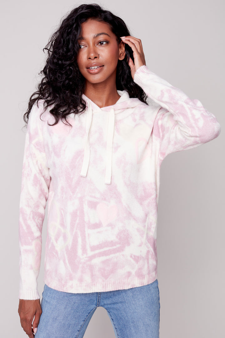 TIEDYE HOODIE TOP WITH HEARTS