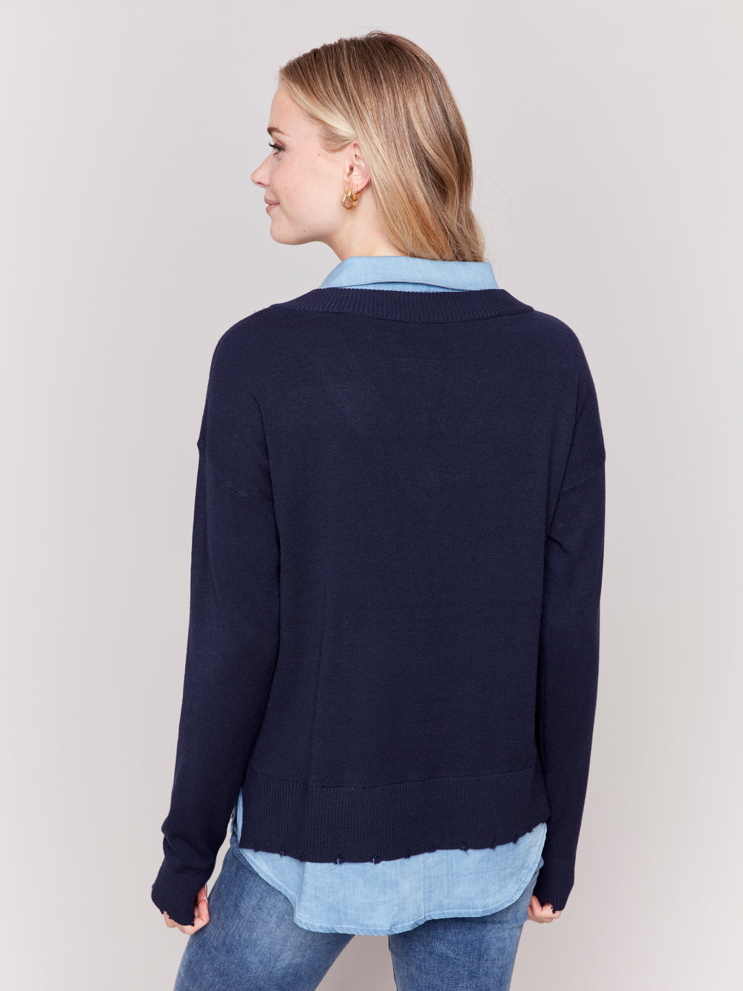 FOOLER SWEATER WITH SHIRT COLLAR