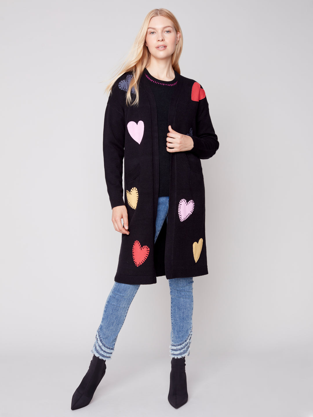 LONG CARDIGAN WITH HEARTS