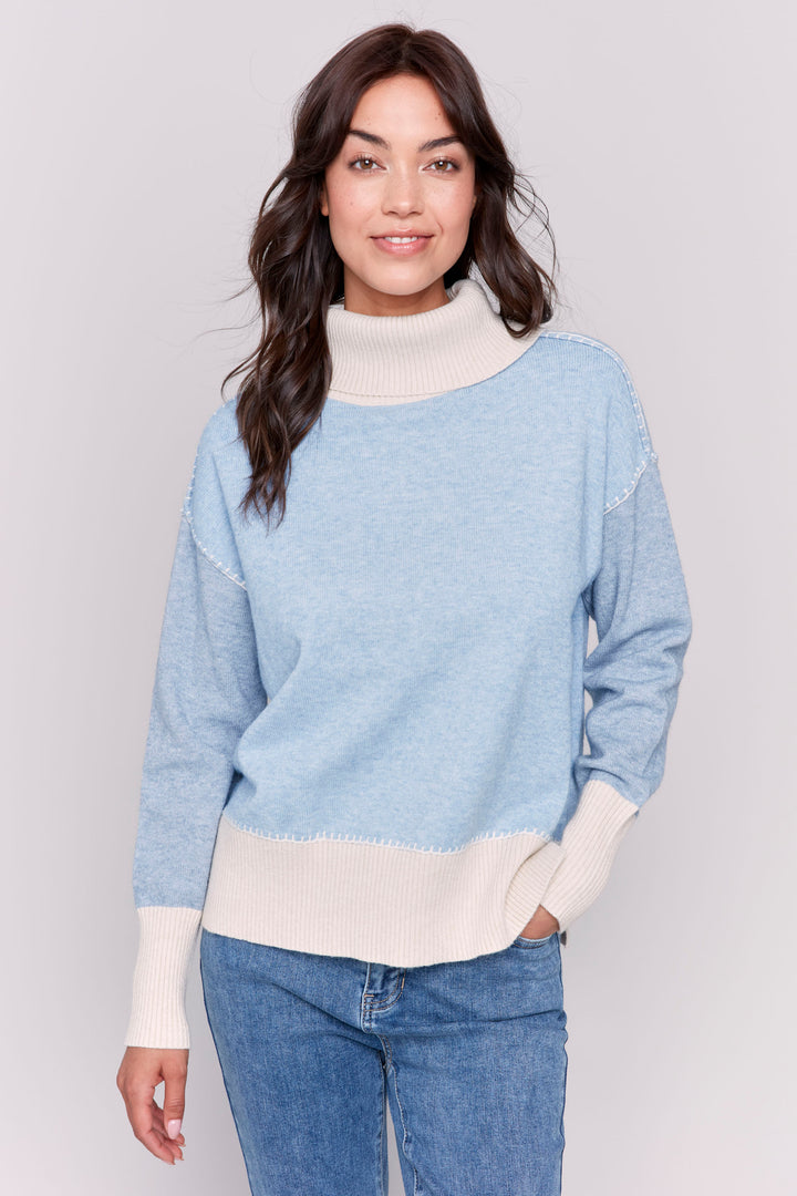 Charlie B Fall 2024 Its turtle neck offers both style and warmth, while the lightweight sweater material is comfortable and easy to wear