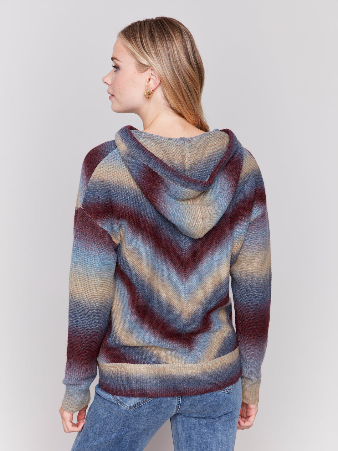 SPACEDYE MITRE STRIPE HOODIE TOP