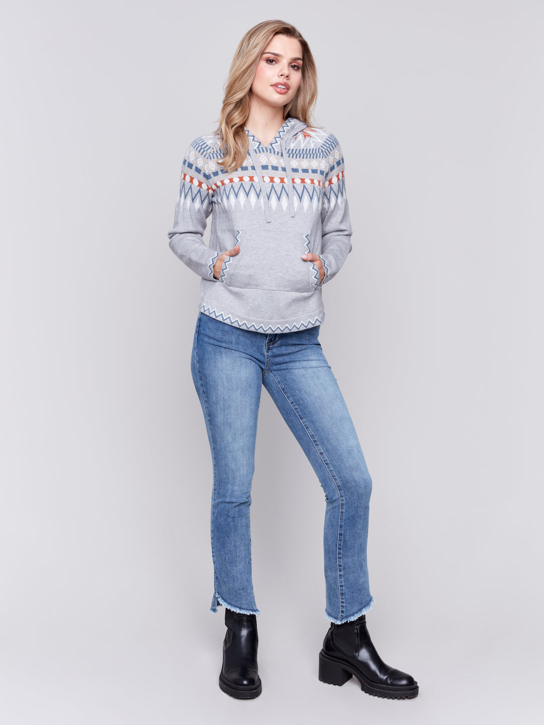 NORDIC PRINT HOODIE TOP