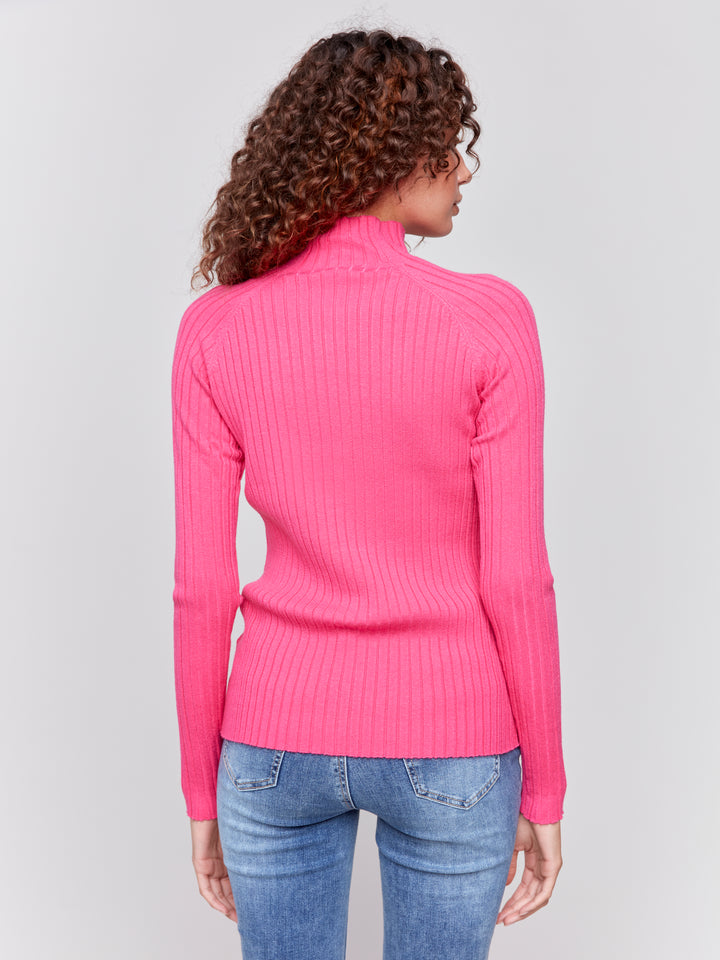 RIBBED MOCK NECK TOP