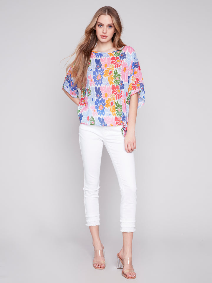 TOP CON LAZO LATERAL FLORAL