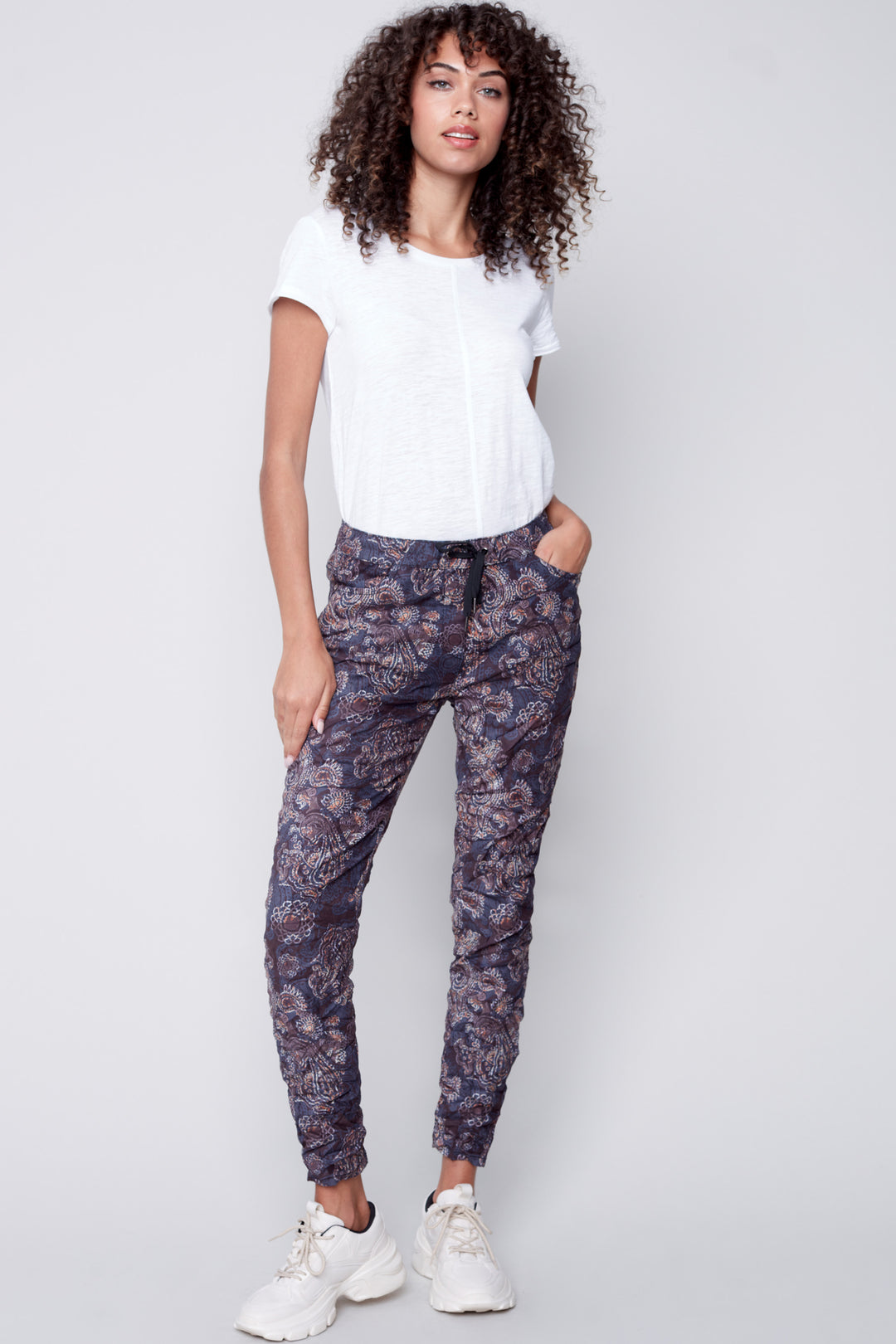 These printed suede crinkle jogger pants are not only absolutely stunning, but also offer maximum comfort!