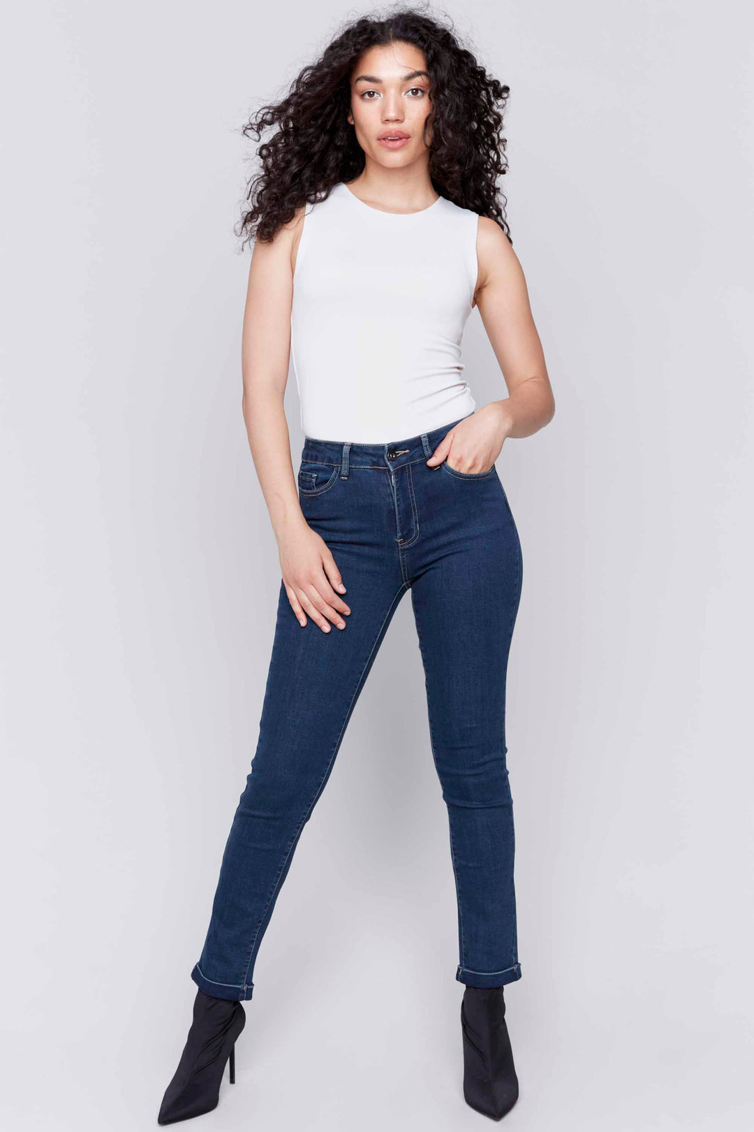 Charlie B Fall 2024  With their slim leg, regular rise and cuffed hem, these timeless jeans are sure to stand out. 