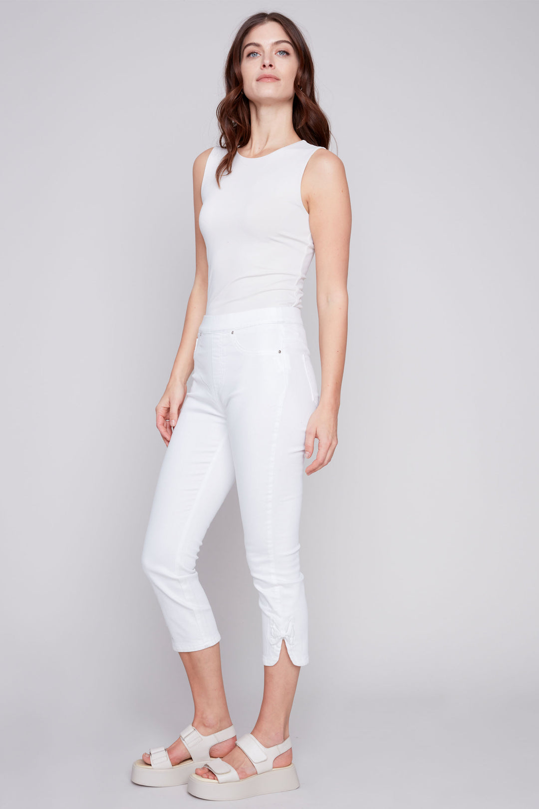 Charlie B Summer 2024 Made with stretch denim for the perfect slim fit and a cropped length, these jeans are designed for easy wear with a pull-on style. 