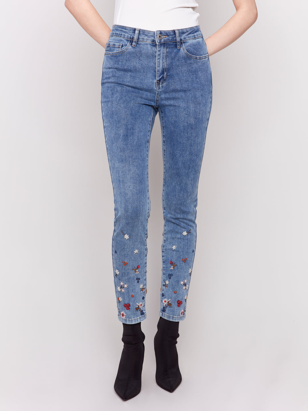 BEADED FLORAL BORDER JEAN