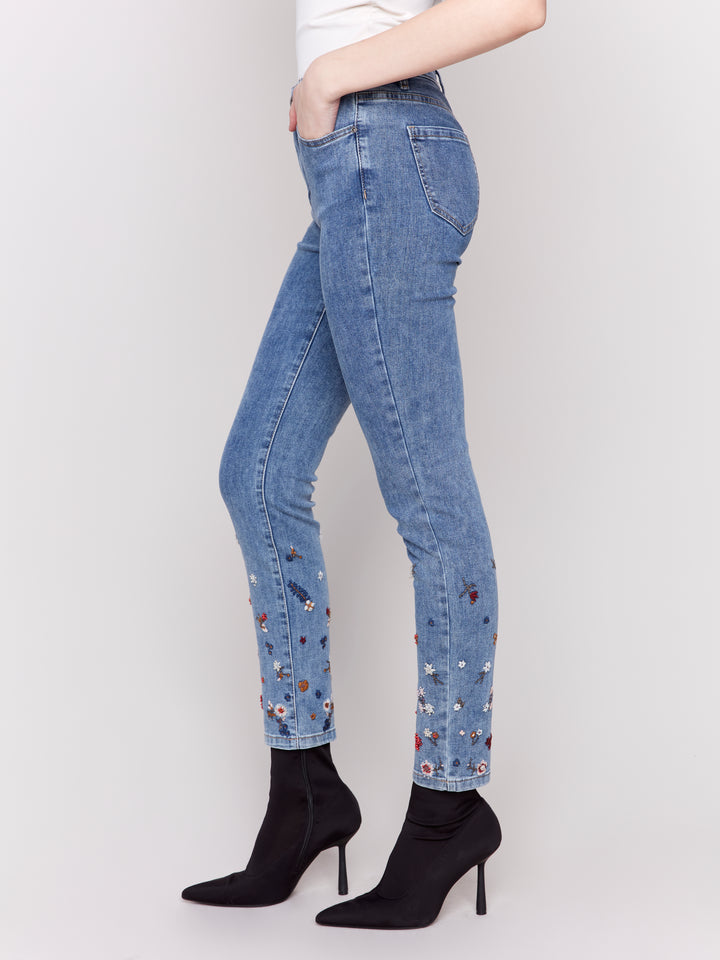 BEADED FLORAL BORDER JEAN