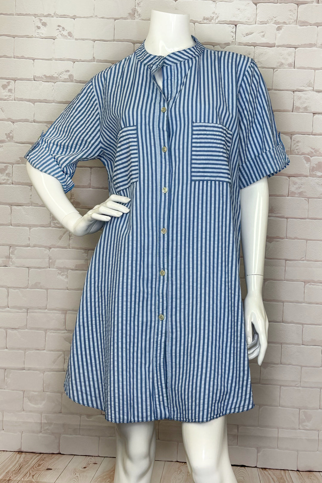 CHERISHH Spring 2024 Made of all cotton, it will keep you cool during warm months. With a light and airy feel, front button closure and relaxed fit, this dress will become your go-to casual house dress!