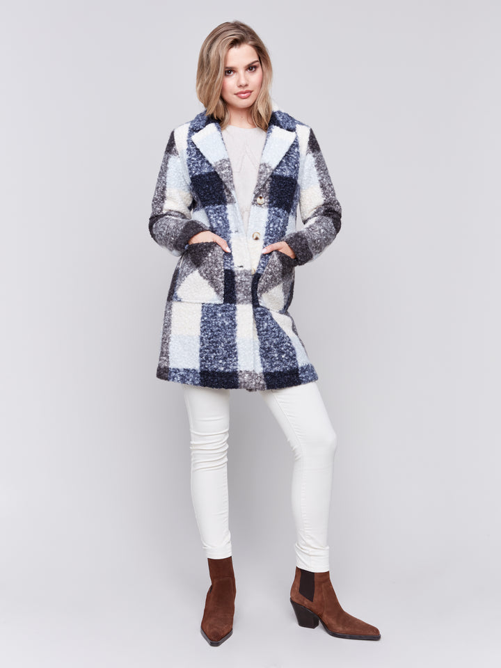 PLAID BOUCLE COAT