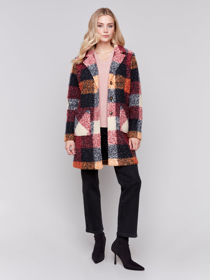 PLAID BOUCLE COAT