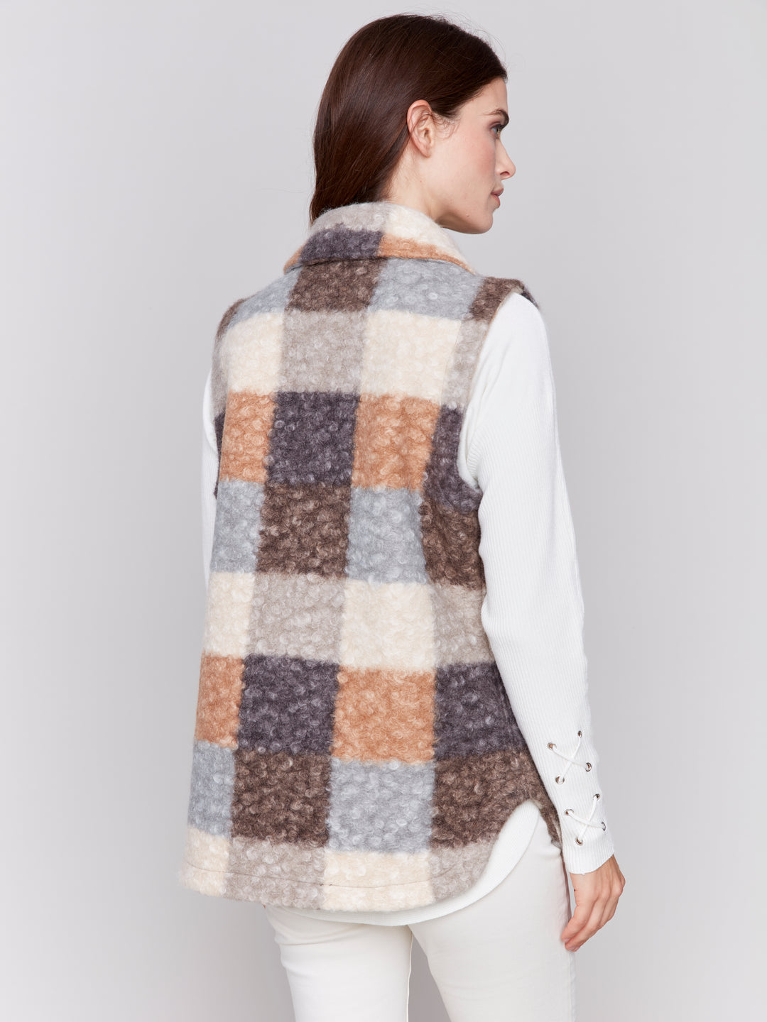 PLAID BOUCLE VEST