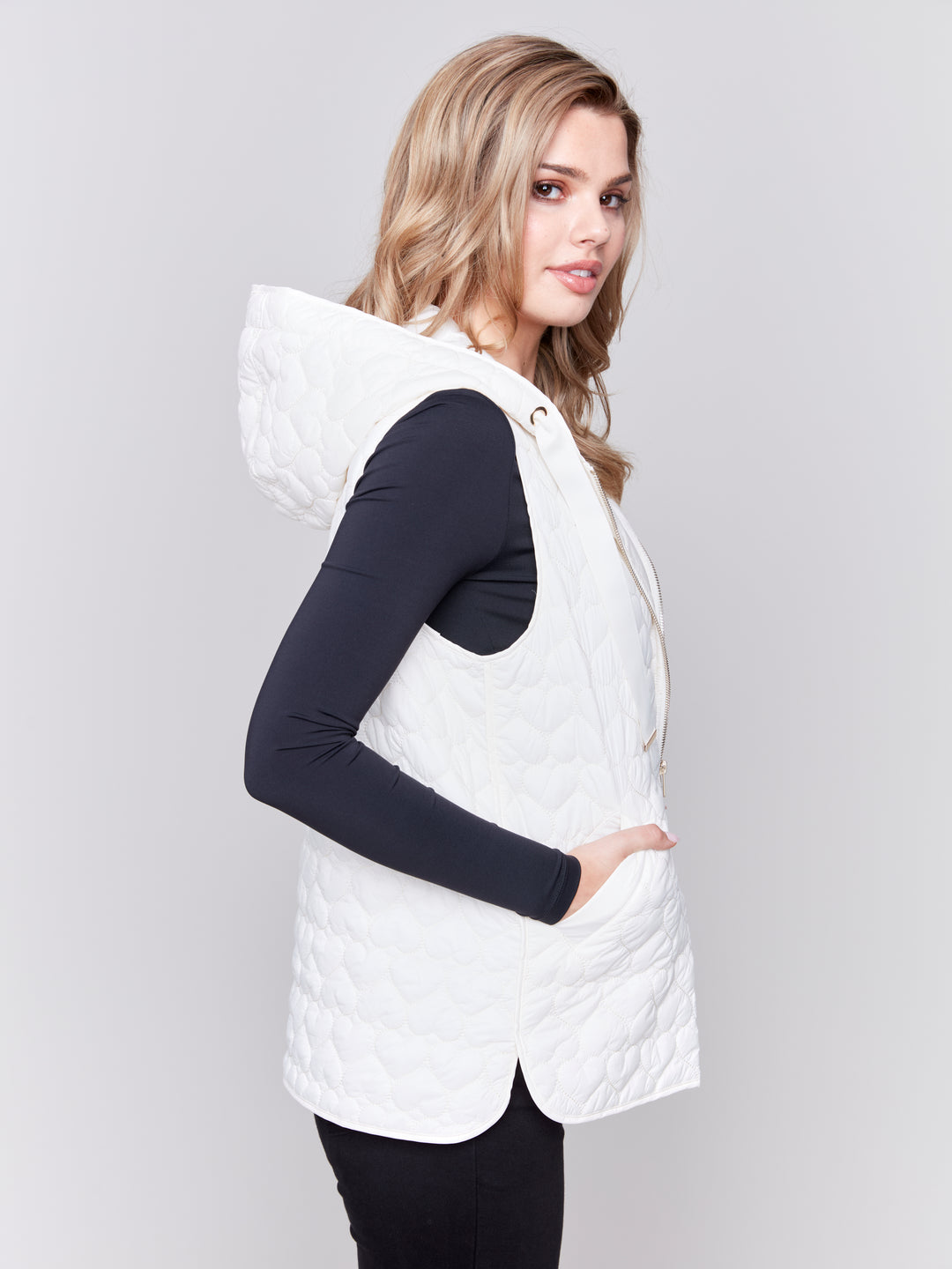 HEART QUILT HOODIE VEST