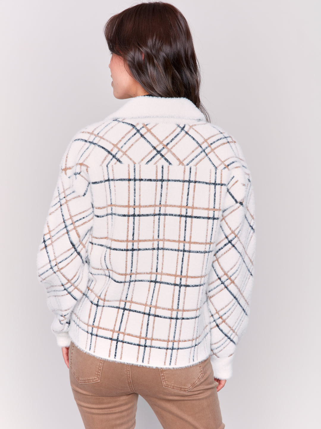 EYELASH YARN CHECK JACKET