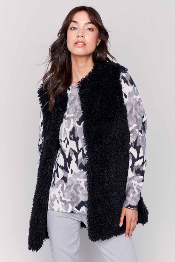 Charlie B Fall 2024 This open front style vest is perfect for layering and providing a cozy and stylish addition to any outfit.