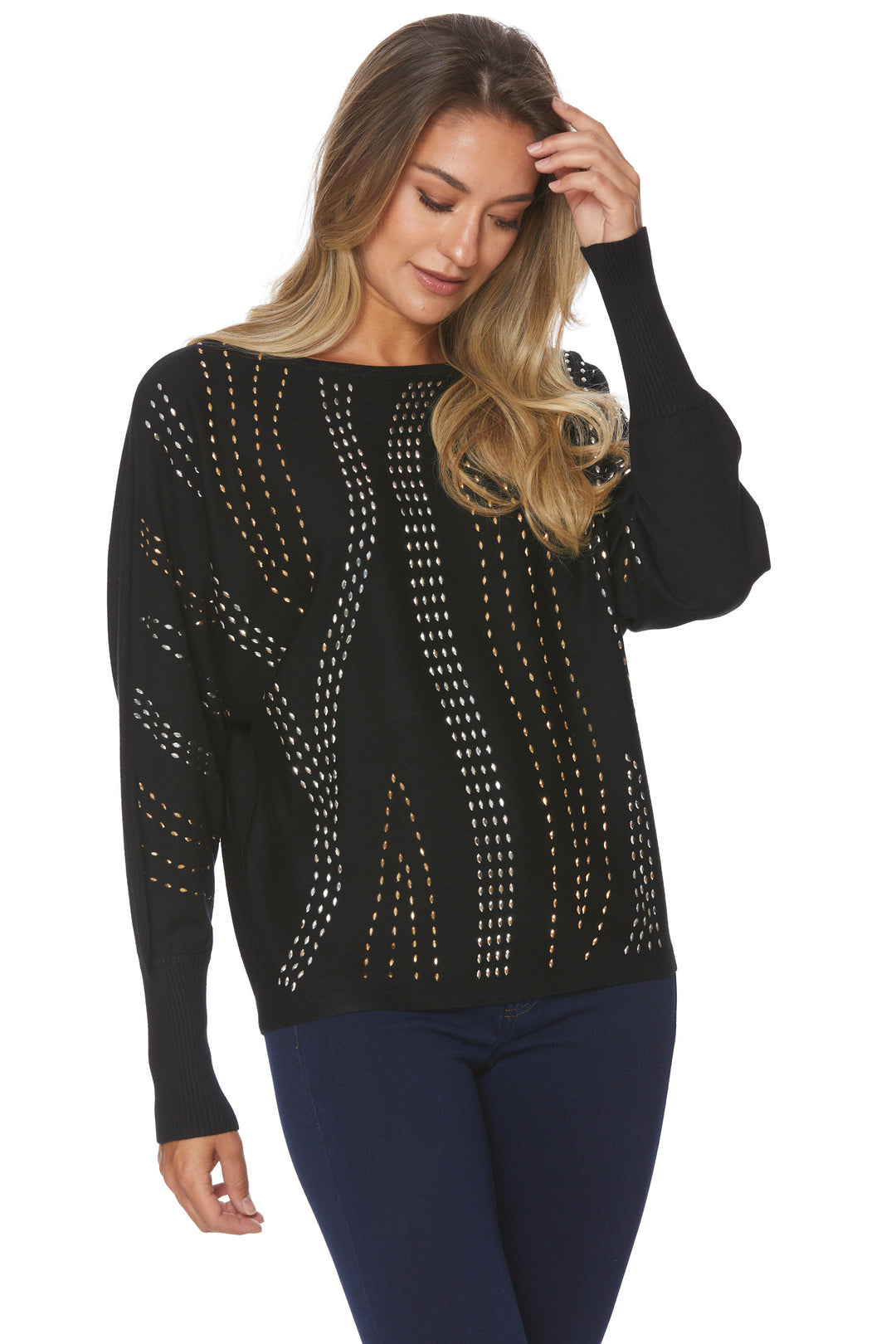 Spense Fall 2024 Made with a fibbed design fabric, this top is both comfortable and stylish. Its lightweight and soft material make it perfect for a casual look with jeans this season.