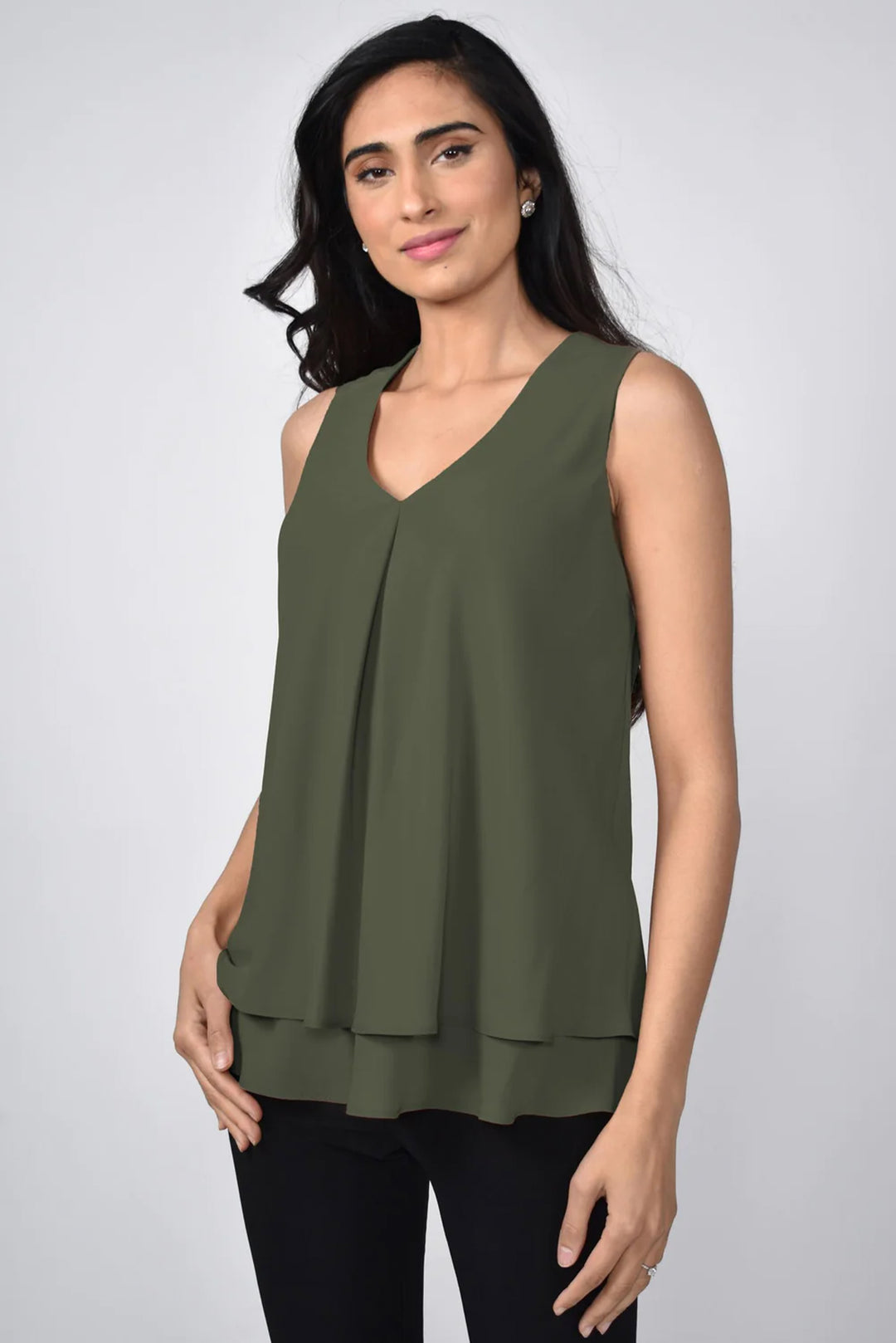 Designed by Frank Lyman this Layered Cami is perfect for adding a flouncy and fashionable touch to any wardrobe. 