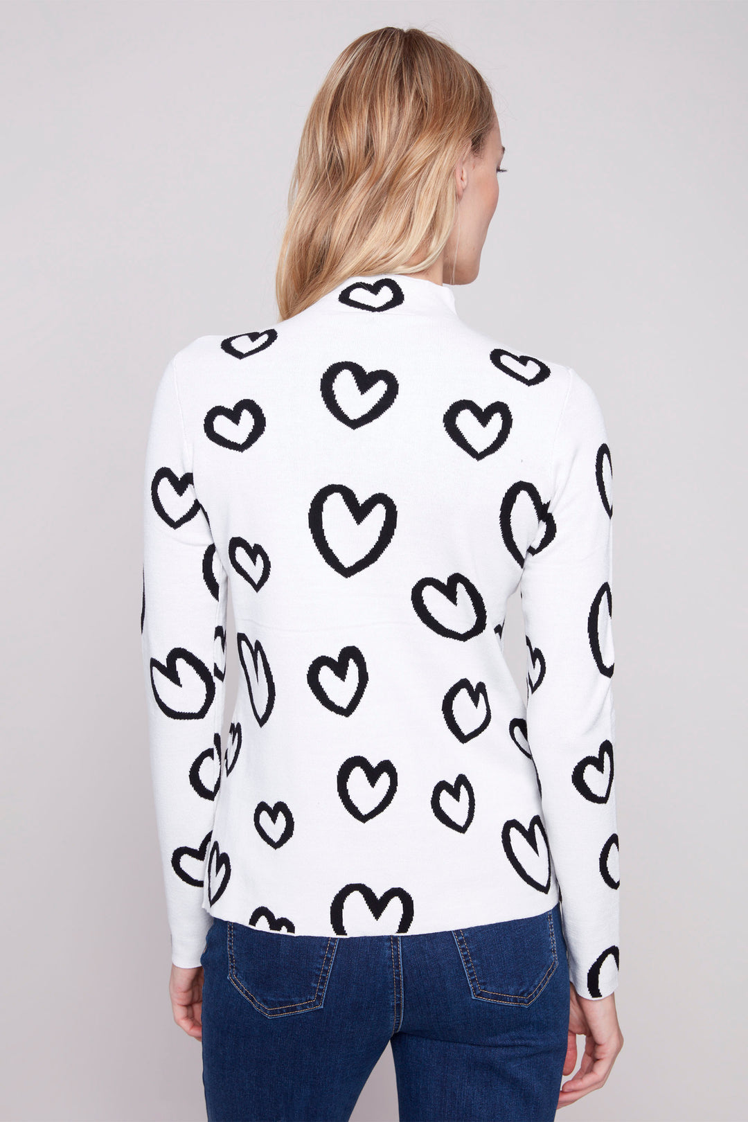 HEARTS REVERSIBLE MOCK NECK SWEATER TOP