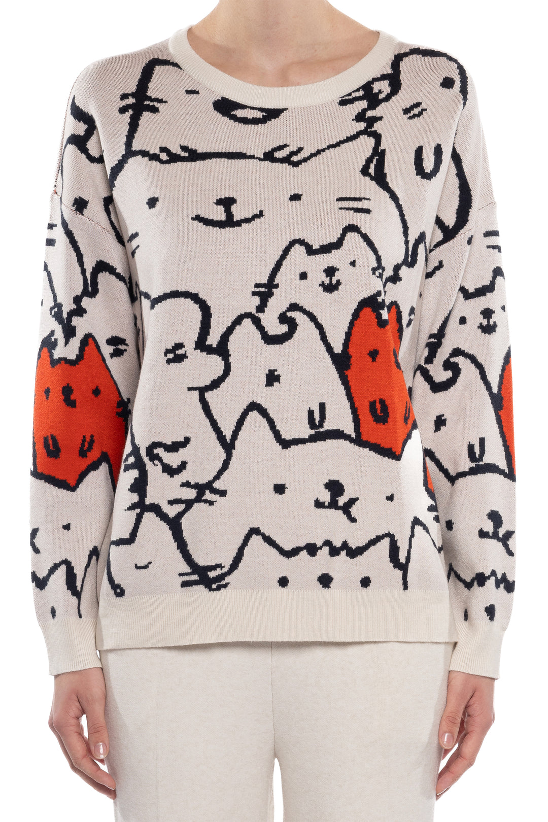 LS SWEATER TOP WITH CATS