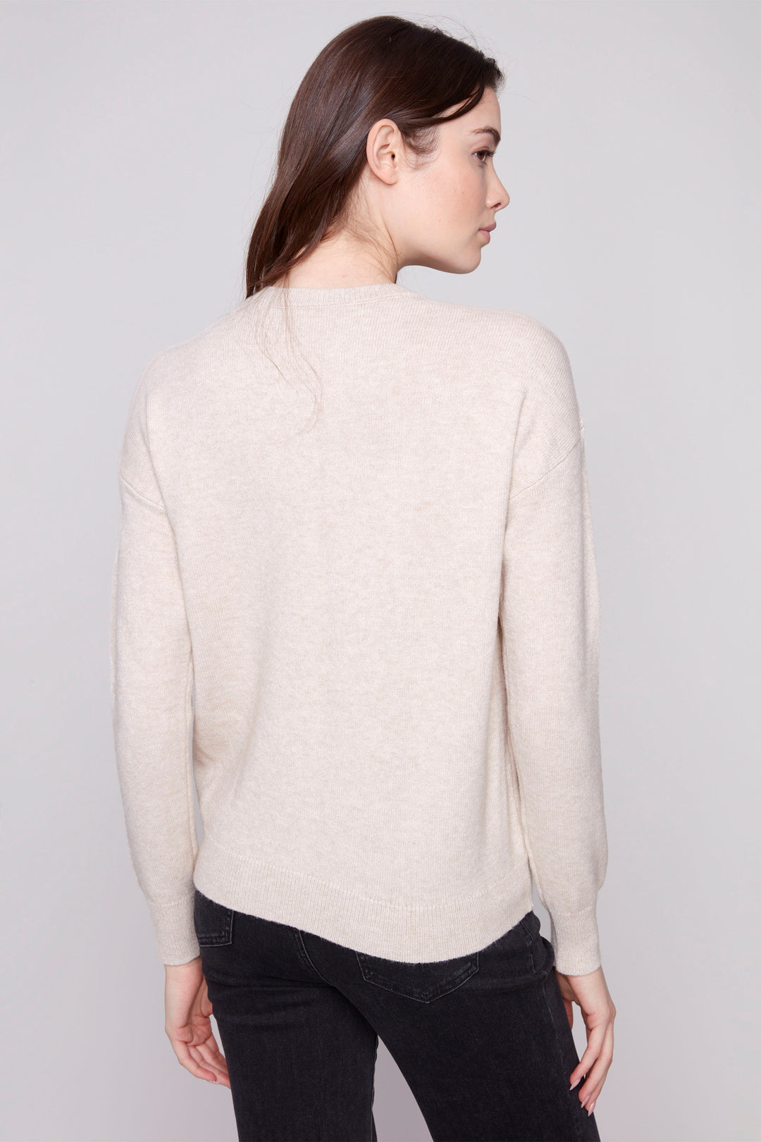 LS TOP WITH TONAL FLORAL EMBROIDERY