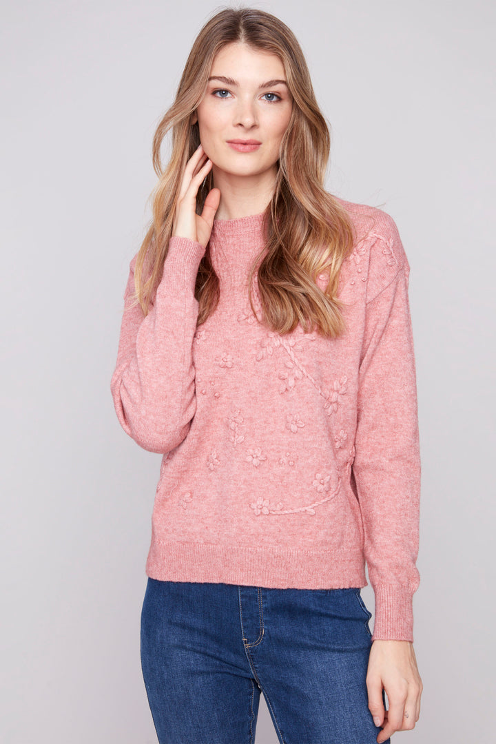 LS TOP WITH TONAL FLORAL EMBROIDERY