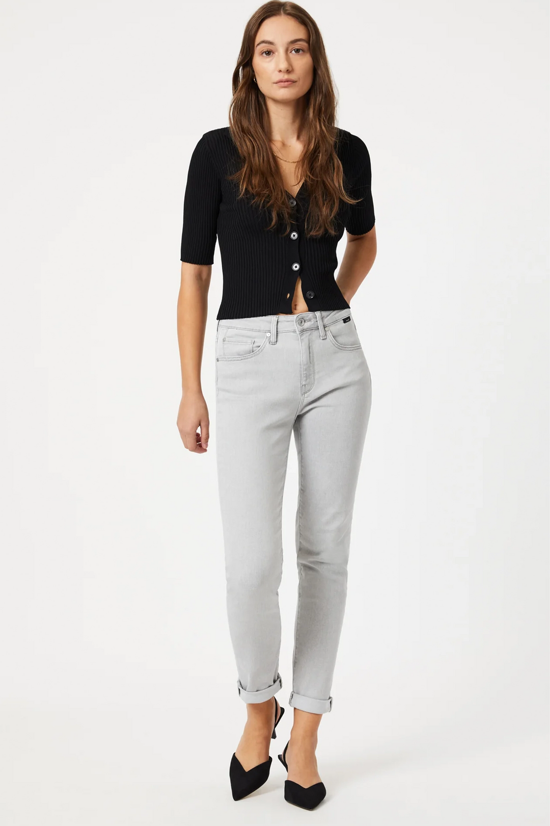 Wholesale Women Black Line-Art Print Straight Jeans – Tradyl