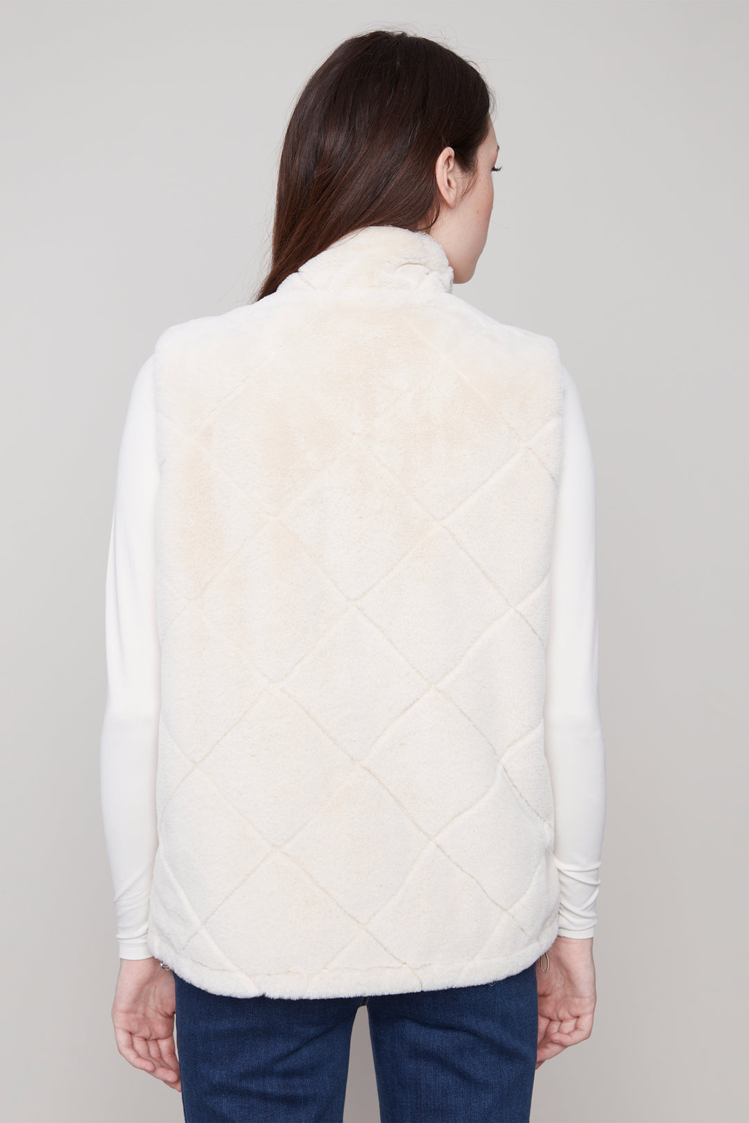 SOLID & FAUX FUR QUILTED REVERSIBLE VEST